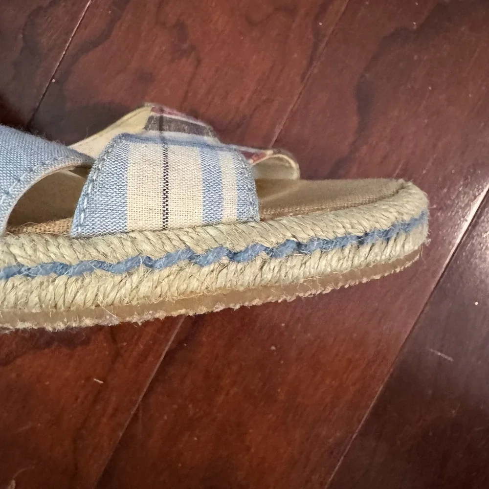 Tommy Hilfiger Plaid Espadrille Wedge Sandals Fabric Ankle Tie 3.5